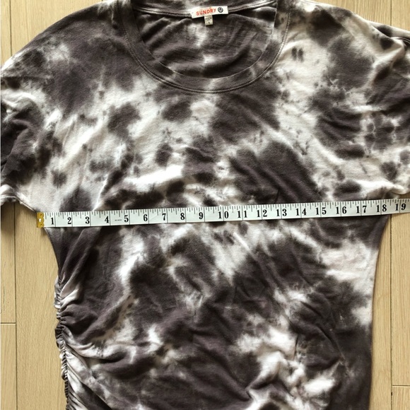 Sundry Anthropologie Ruched Tie Dye Mini Dress in Black & White Size 1/S - Picture 4 of 10